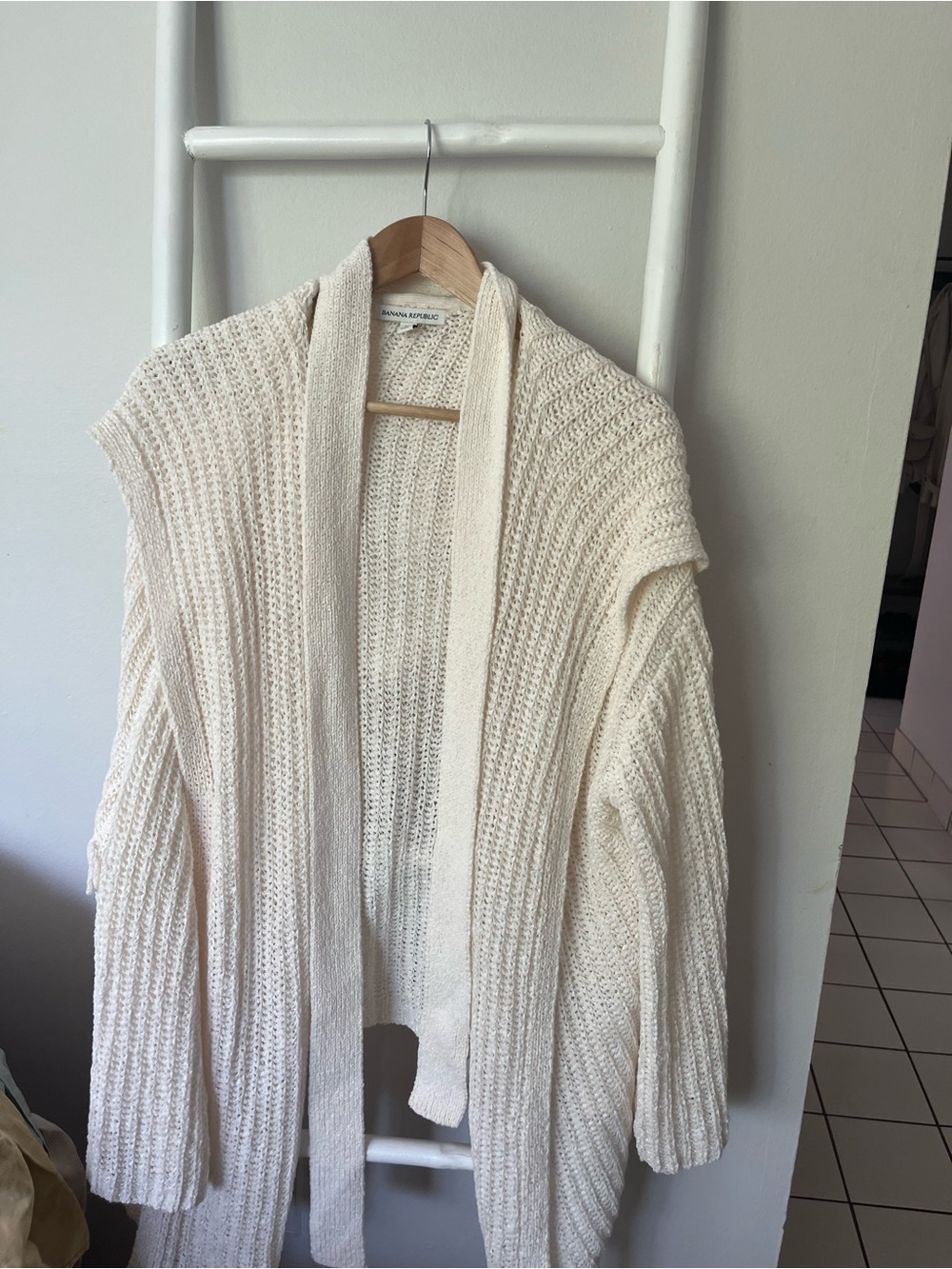 Banana Republic Cream Open-Front Knit Cardigan